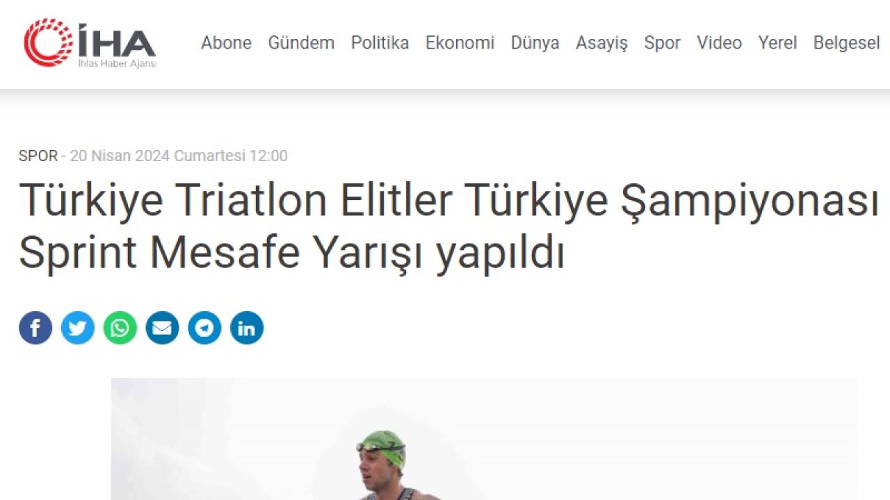 Türkiye Triatlon Elitler Türkiye Şampiyonası Sprint Mesafe Yarışı yapıldı