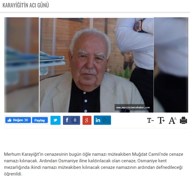 Oğuzhan Karayiğit'in babası Ali Rıza Karayiğit'i kaybettik.