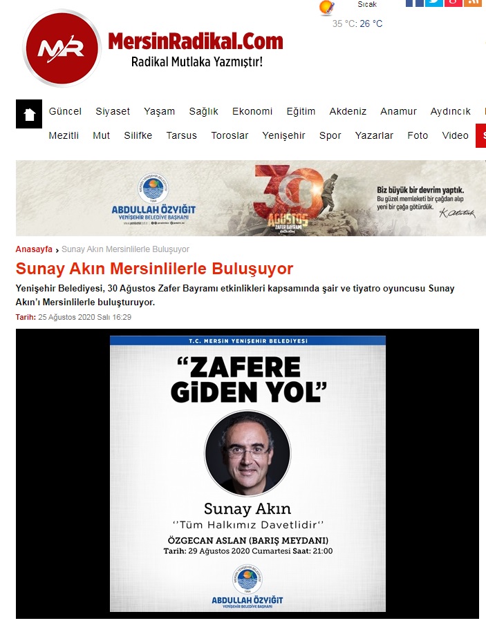 Sunay Akın Mersinlilerle buluşuyor