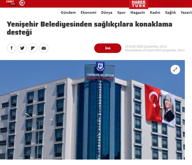 Yenişehir Belediyesinden sağlıkçılara konaklama desteği