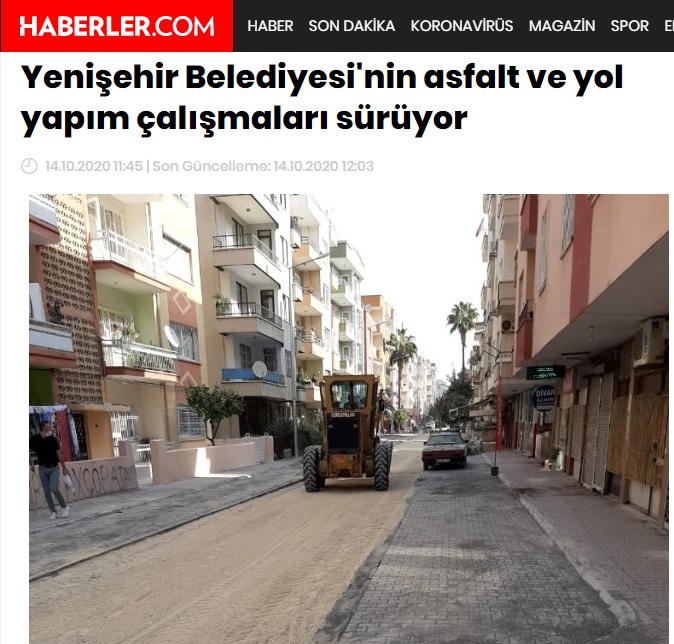 Yenişehir’de asfalt ve yol yapım çalışmaları sürüyor