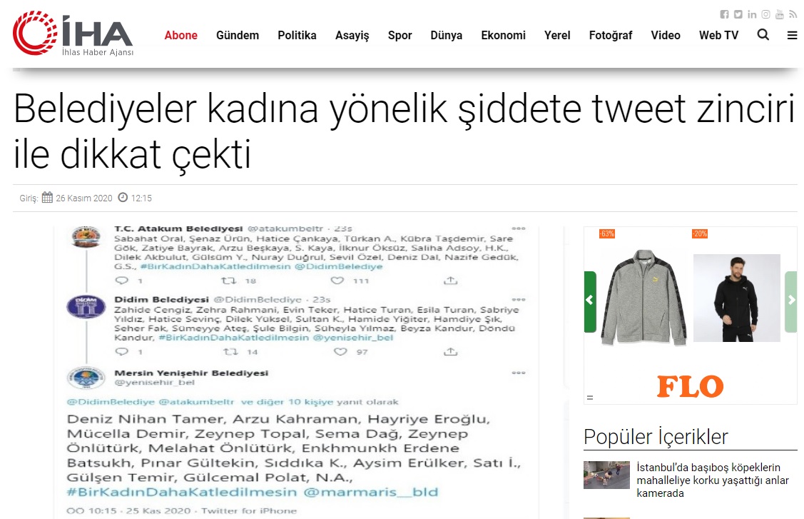 Kadına yönelik şiddete tweet zinciri ile dikkat çektiler