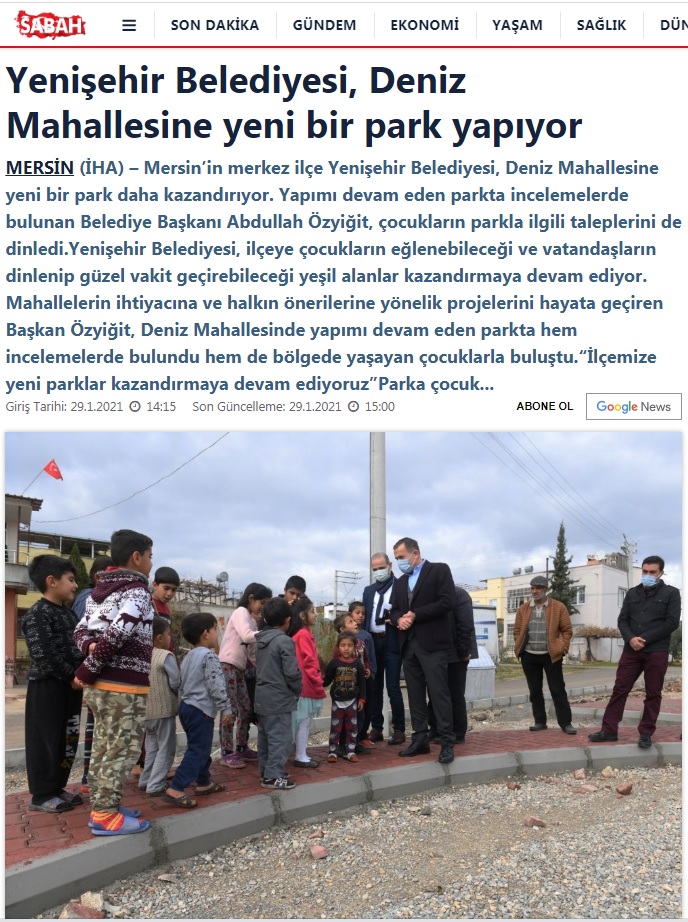 Yenişehir Belediyesi, Deniz Mahallesi’ne yeni bir park kazandırıyor