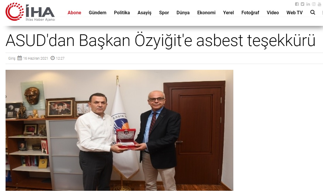 ASUD’dan Başkan Özyiğit’e teşekkür