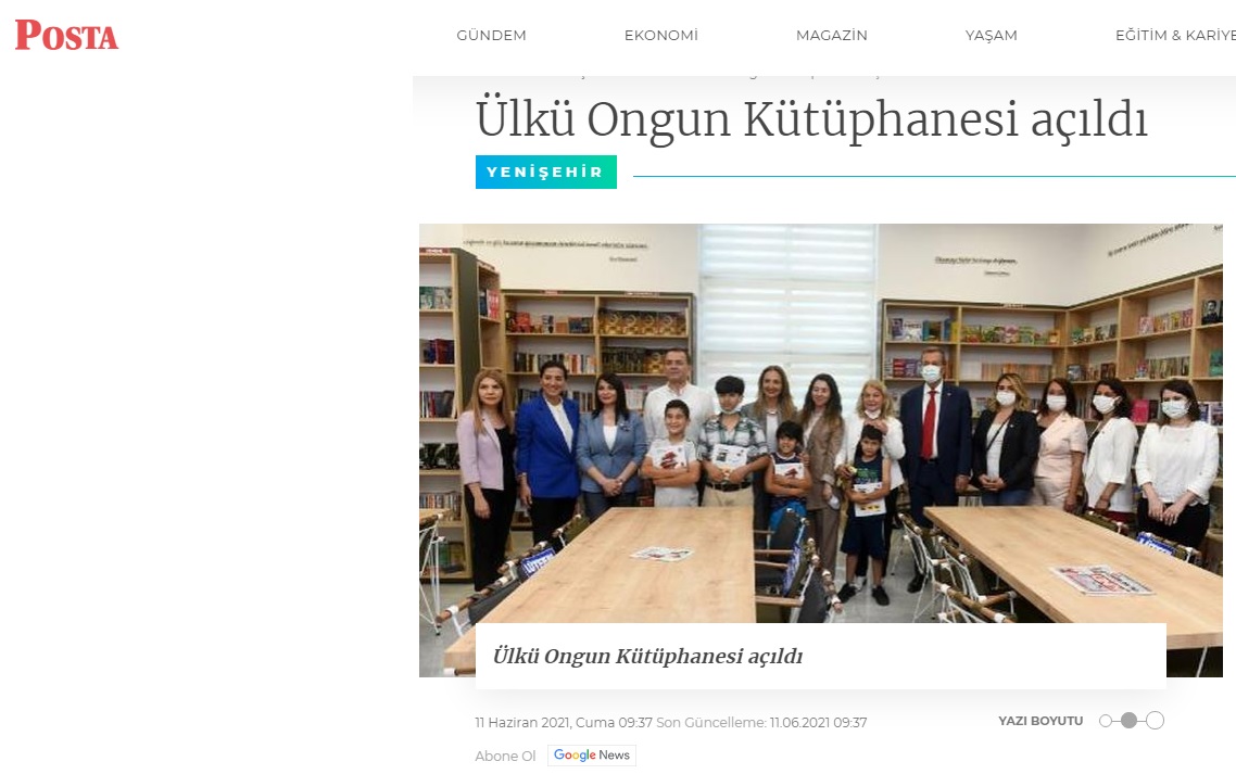 Ülkü Ongun Kütüphanesi açıldı