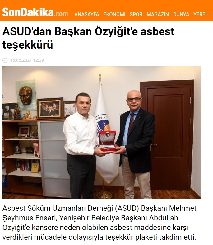 ASUD’dan Başkan Özyiğit’e teşekkür