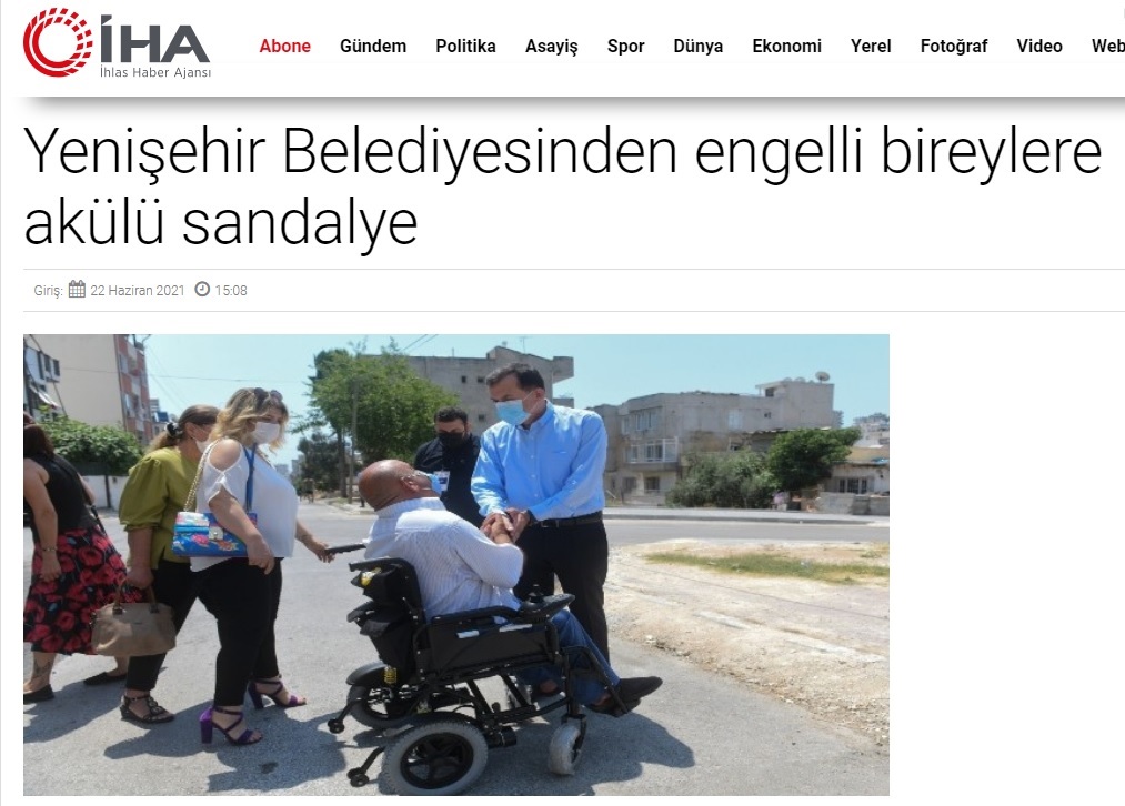 Yenişehir Belediyesinden engelli bireylere akülü sandalye