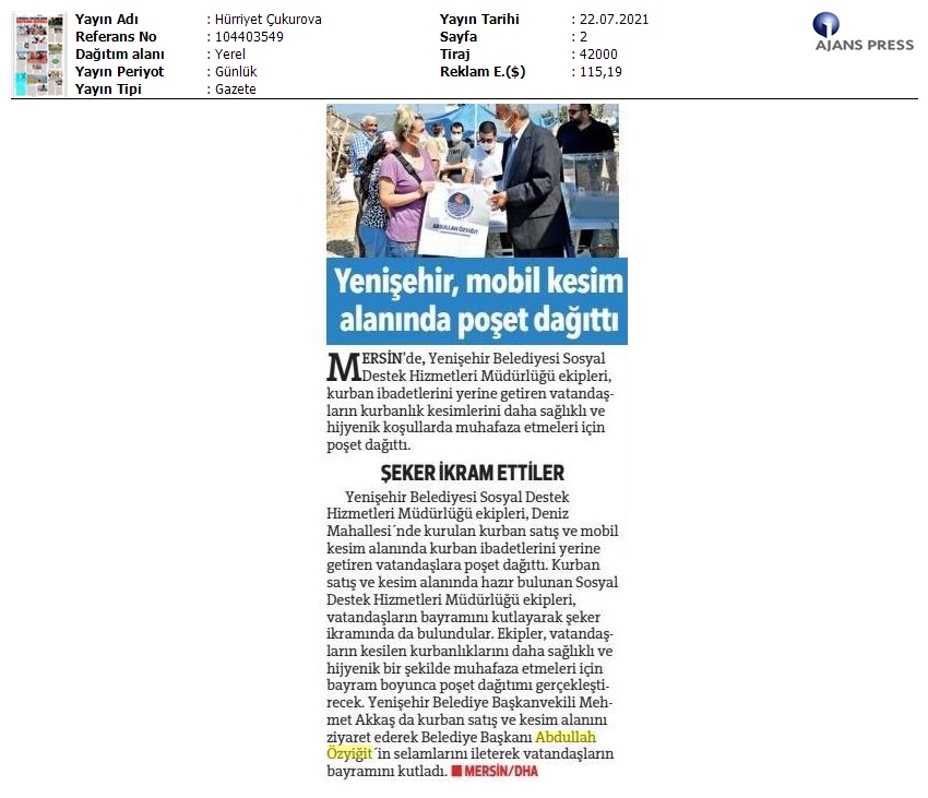 Yenişehir Belediyesi, mobil kesim alanında poşet dağıttı