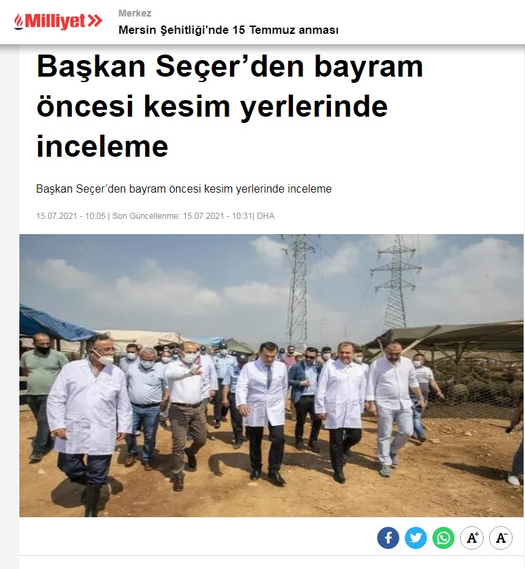 Başkan Özyiğit ve Başkan Seçer kurbanlık satış ve kesim alanını inceledi