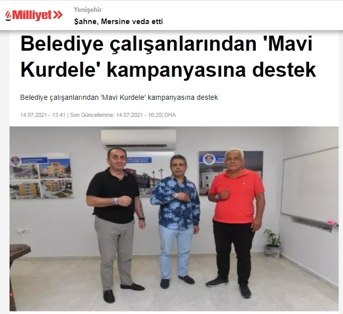 Yenişehir Belediyesi çalışanlarından 'Mavi Kurdele' kampanyasına destek