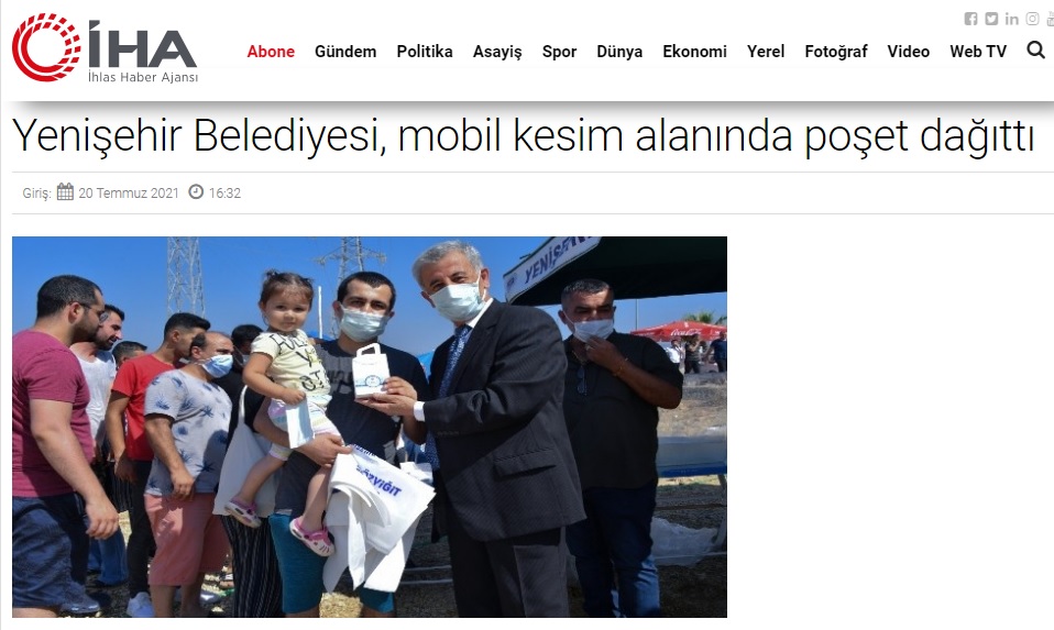 Yenişehir Belediyesi, mobil kesim alanında poşet dağıttı