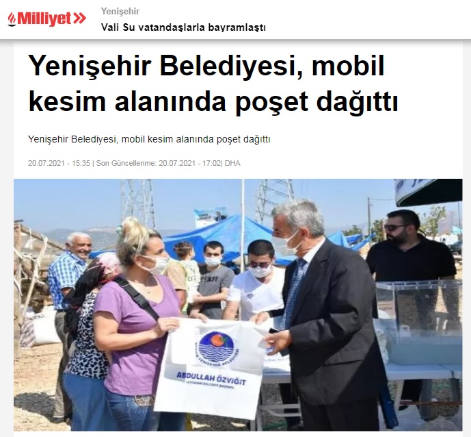 Yenişehir Belediyesi, mobil kesim alanında poşet dağıttı