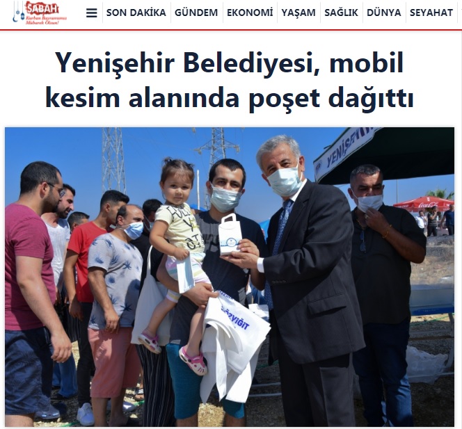 Yenişehir Belediyesi, mobil kesim alanında poşet dağıttı