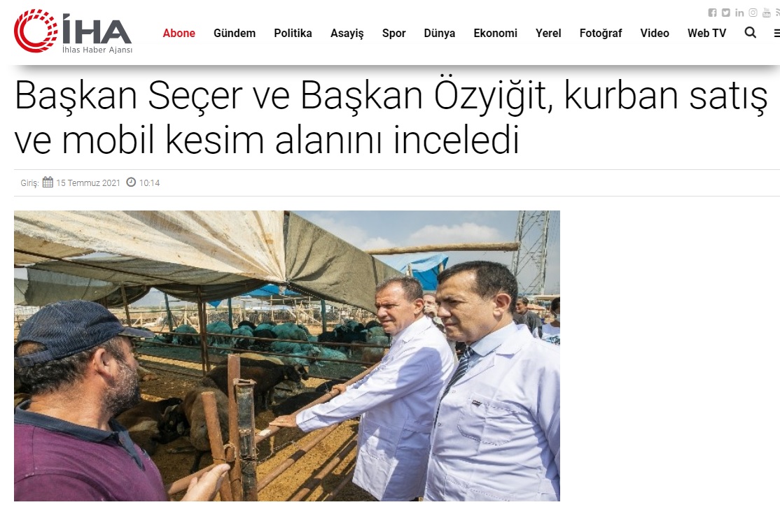 Başkan Özyiğit ve Başkan Seçer kurbanlık satış ve kesim alanını inceledi