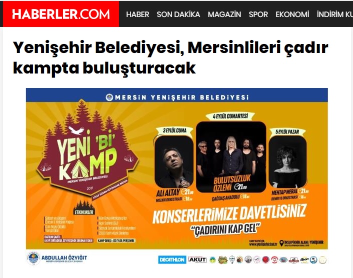Yenişehir Belediyesi, doğaseverleri Yeni ‘Bİ’ Kampta buluşturacak