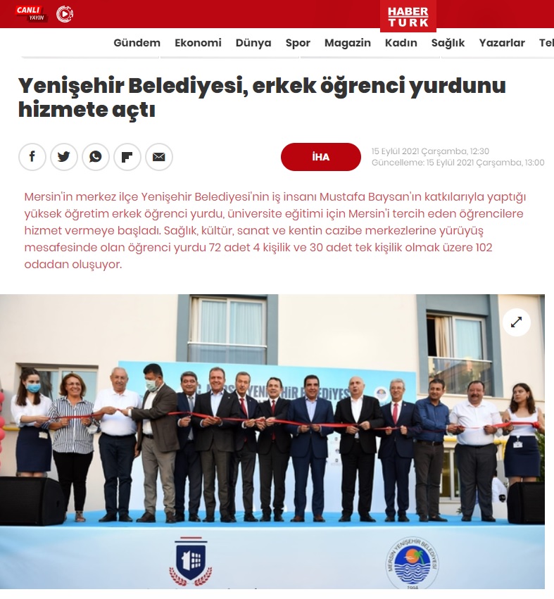 Yenişehir Belediyesi erkek öğrenci yurdunu hizmete açtı