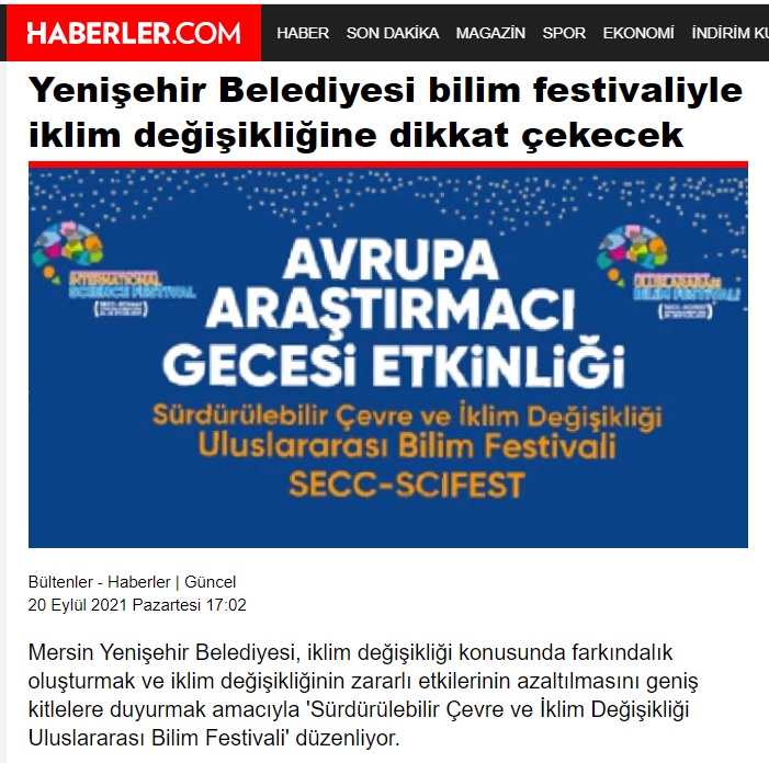 Yenişehir Belediyesi bilim festivaliyle iklim değişikliğine dikkat çekecek
