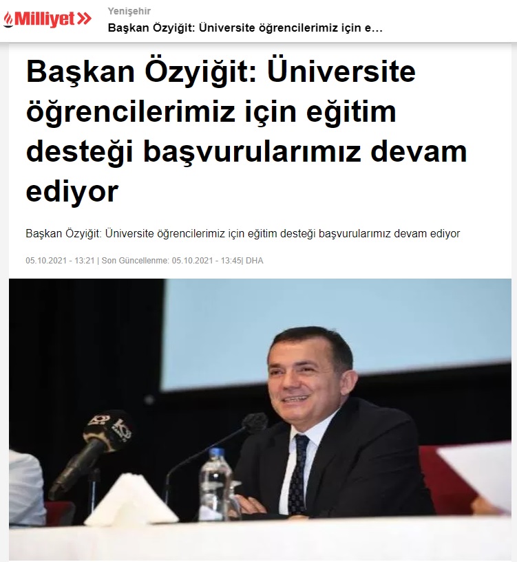 Başkan Özyiğit, “Üniversite öğrencilerimiz için eğitim desteği başvurularımız devam ediyor”