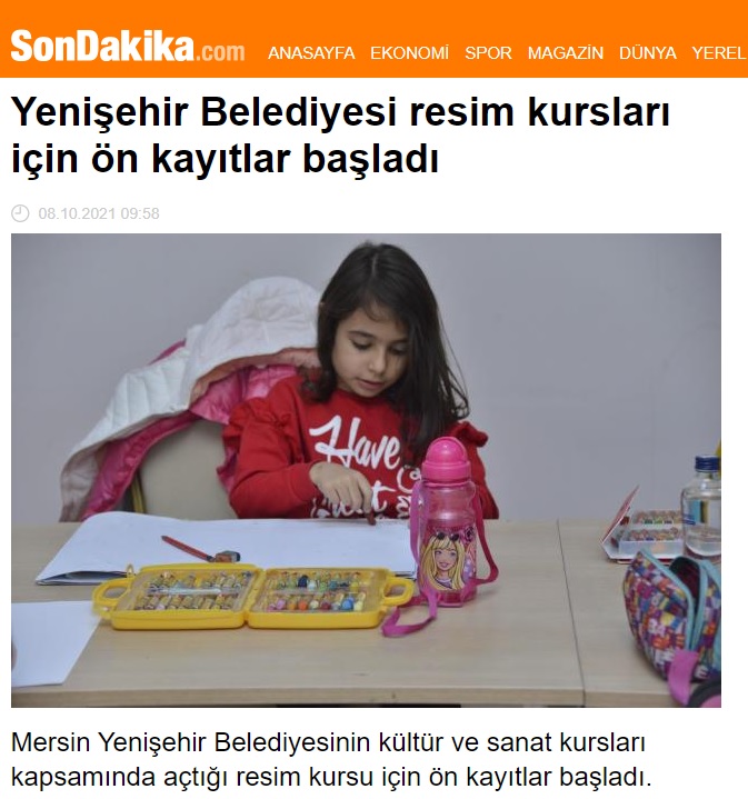 Yenişehir Belediyesi resim kursları için ön kayıtlar başladı