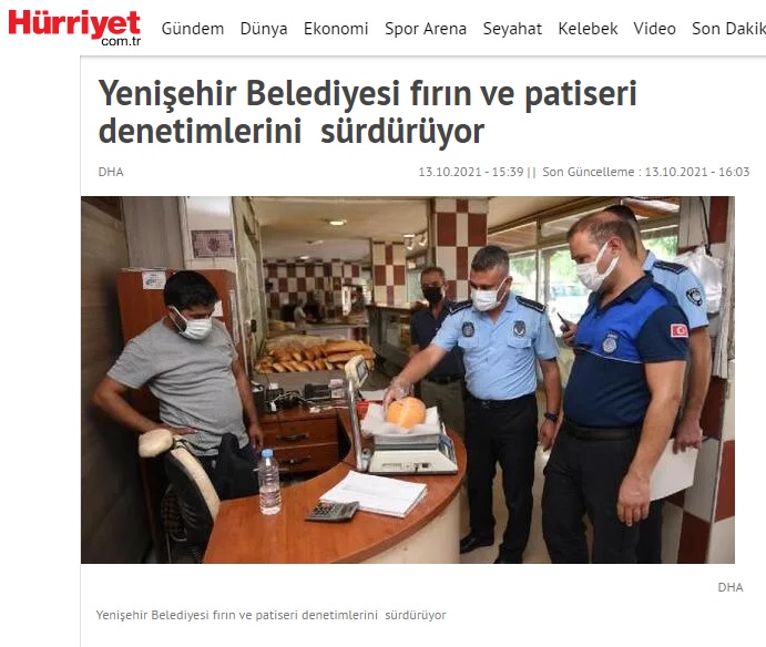 Yenişehir Belediyesi fırın ve patiseri denetimlerini sürdürüyor