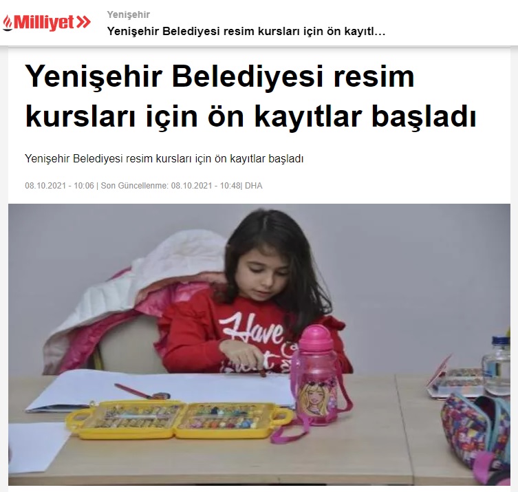 Yenişehir Belediyesi resim kursları için ön kayıtlar başladı