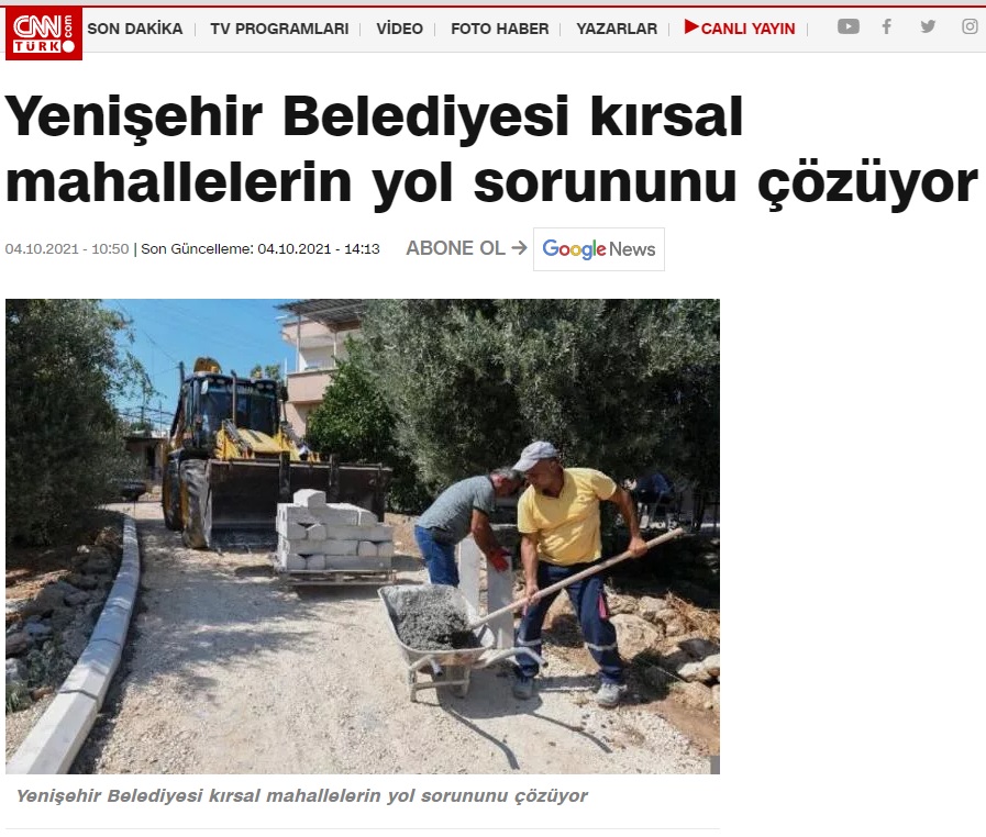 Yenişehir Belediyesi kırsal mahallelerin yol sorununu çözüyor