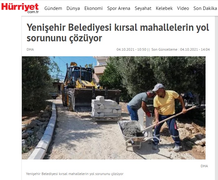 Yenişehir Belediyesi kırsal mahallelerin yol sorununu çözüyor