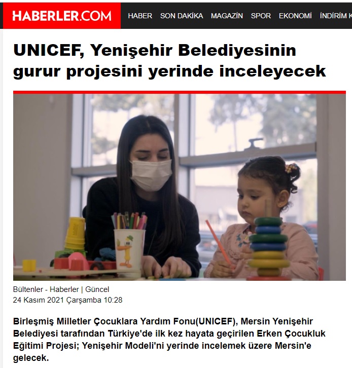 UNICEF, Yenişehir Belediyesinin gurur projesini yerinde inceleyecek