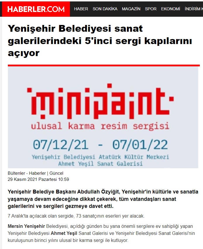 Yenişehir Belediyesi 73 sanatçıyı bir sergide buluşturuyor