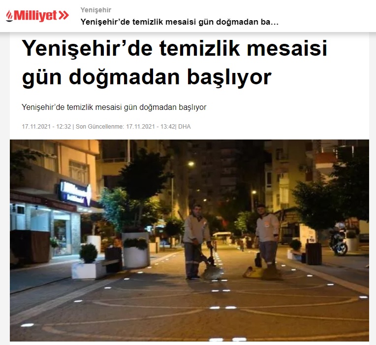 Yenişehir’de temizlik mesaisi gün doğmadan başlıyor