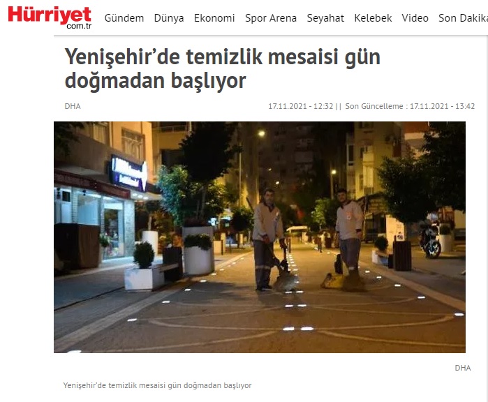 Yenişehir’de temizlik mesaisi gün doğmadan başlıyor