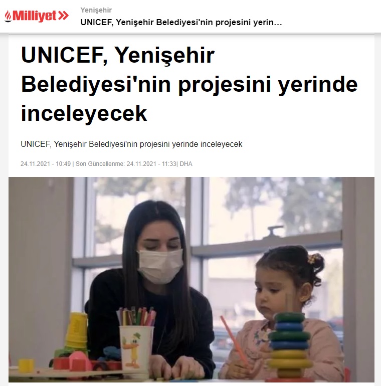 UNICEF, Yenişehir Belediyesinin gurur projesini yerinde inceleyecek