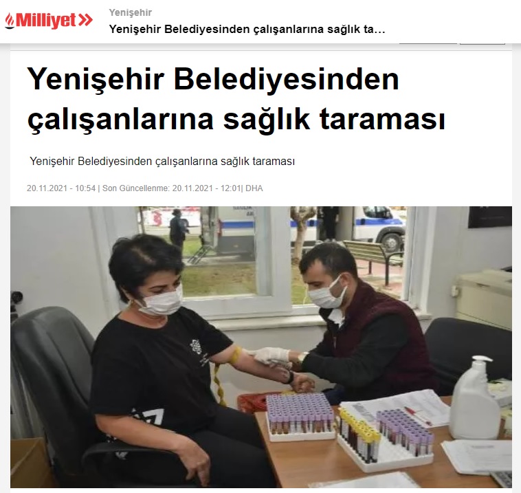 Yenişehir Belediyesinden çalışanlarına sağlık taraması