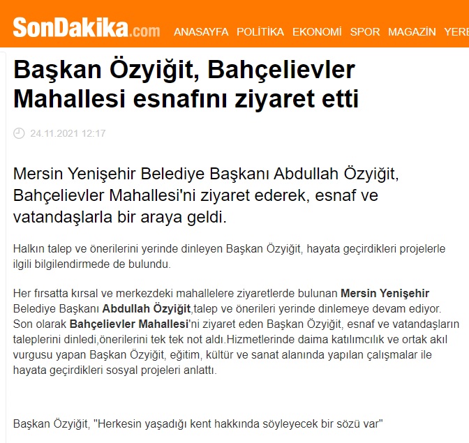 Başkan Özyiğit, Bahçelievler Mahallesi esnafını ziyaret etti