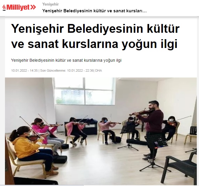 Yenişehir Belediyesinin kültür ve sanat kurslarına yoğun ilgi