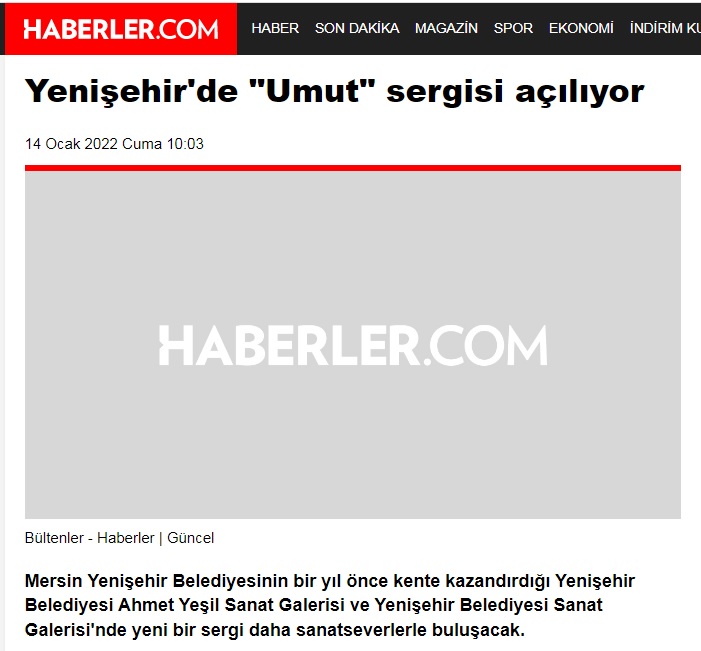 Yenişehir’de “Umut” sergisi açılıyor