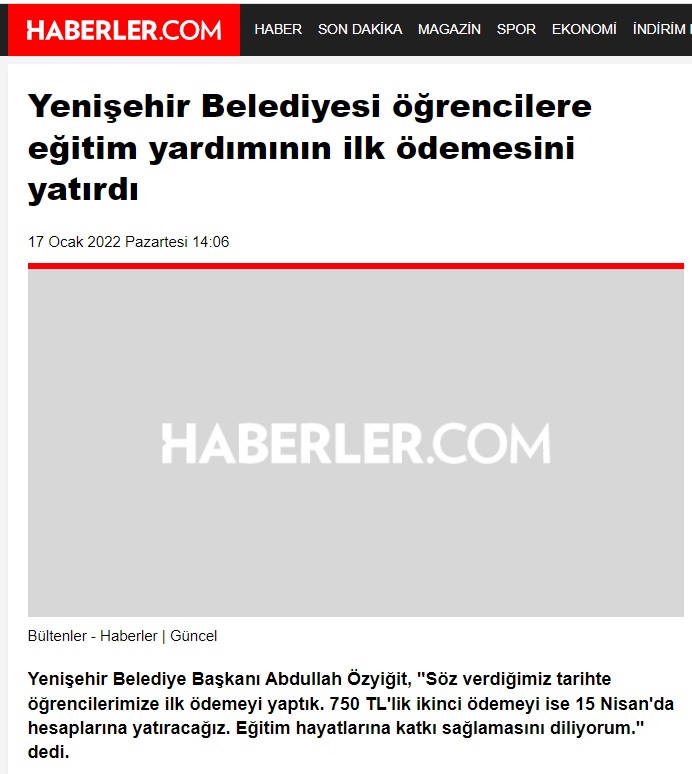 Yenişehir Belediyesi öğrencilere eğitim yardımının ilk ödemesini yatırdı