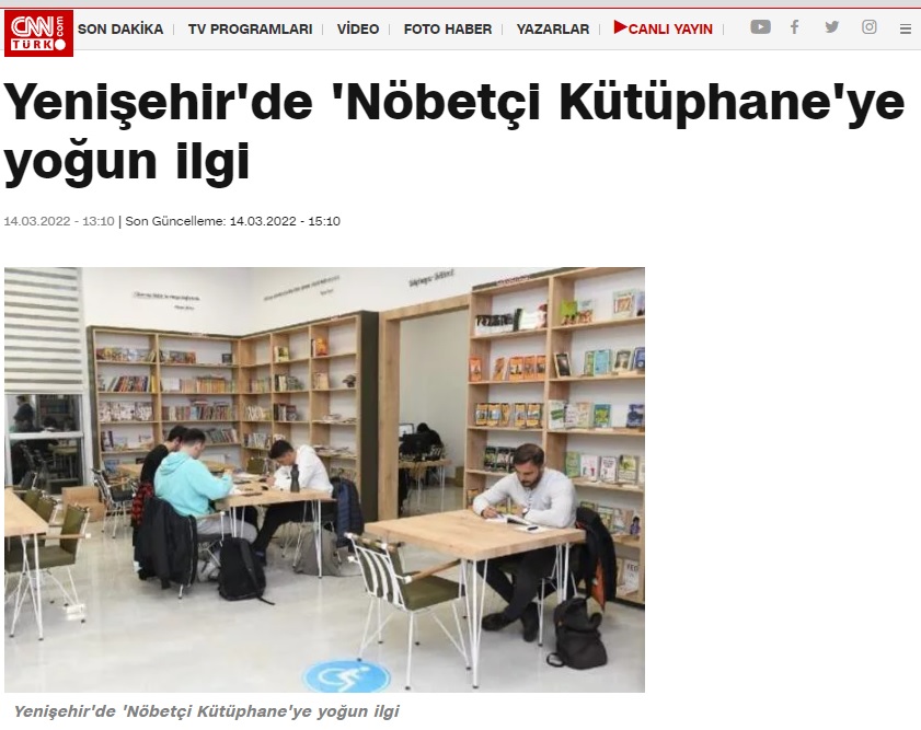 Yenişehir Belediyesinin “Nöbetçi Kütüphane” uygulamasına yoğun ilgi
