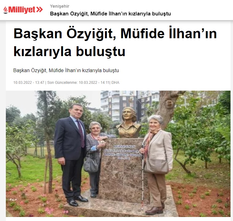 Başkan Özyiğit, Müfide İlhan’ın kızları Simla İlhan ve Ayla İlhan Börekçi ile buluştu