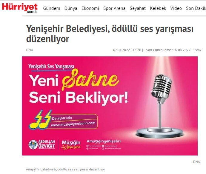 Yenişehir Ses Yarışması için başvurular başladı