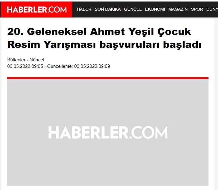 20. Geleneksel Ahmet Yeşil Çocuk Resim Yarışması başvuruları başladı