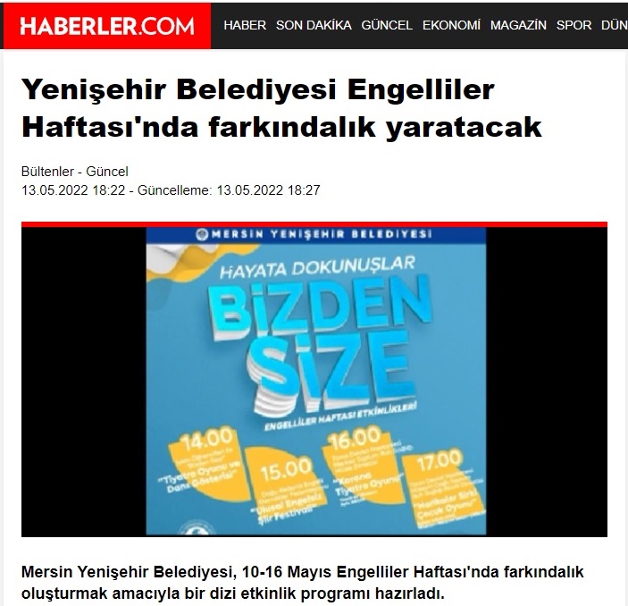 Yenişehir Belediyesi Engelliler Haftası’nda farkındalık yaratacak