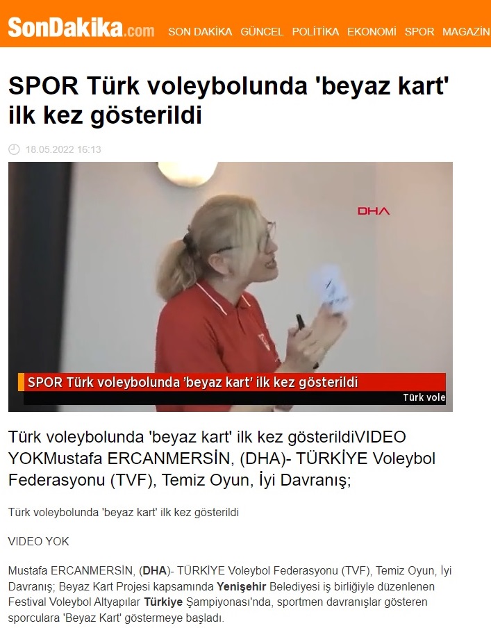 Türk voleybolunda Beyaz Kart ilk kez Yenişehir’de gösterildi