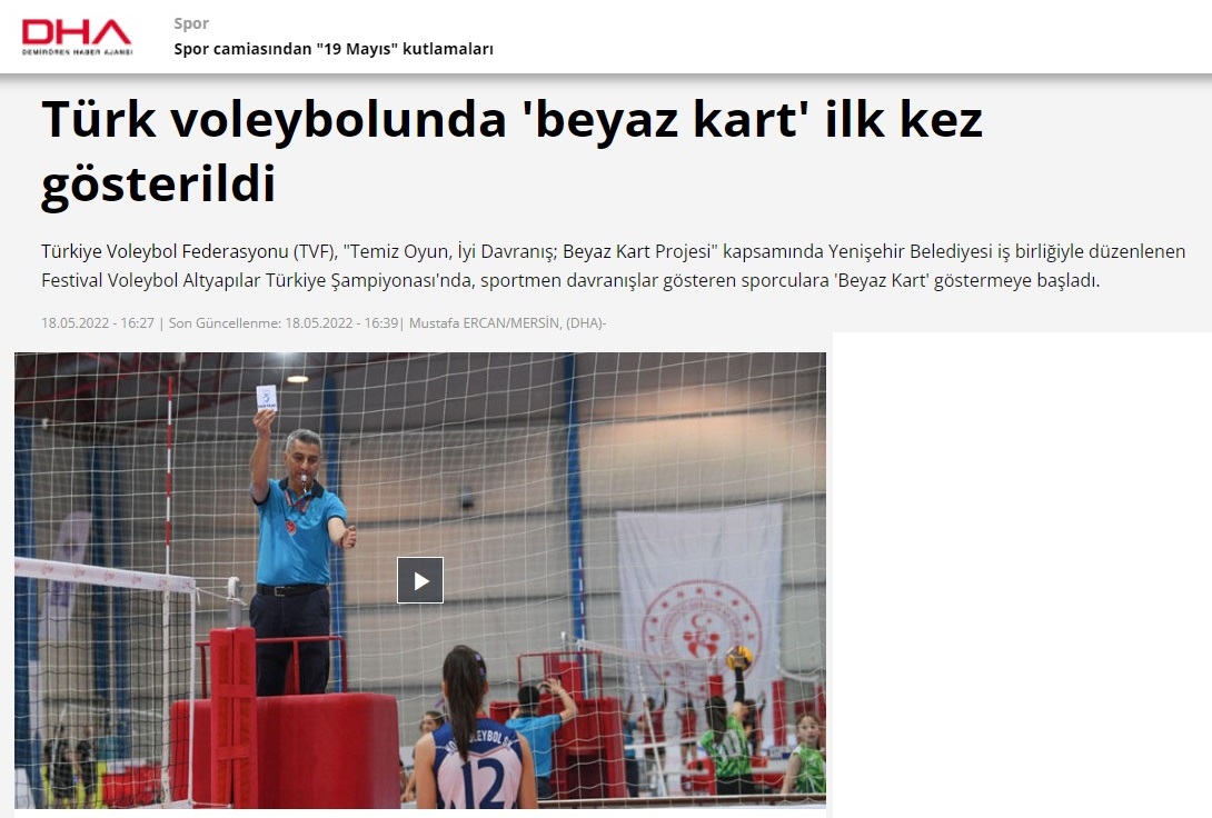 Türk voleybolunda Beyaz Kart ilk kez Yenişehir’de gösterildi