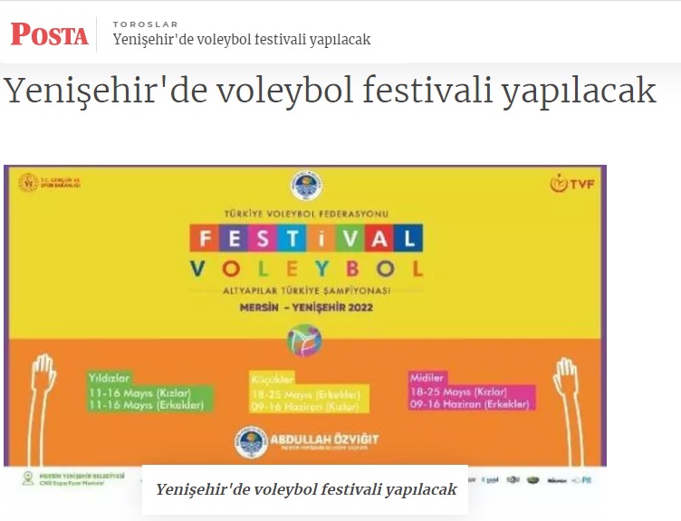 “Festival Voleybol 2022” Mersin Yenişehir’de yapılacak