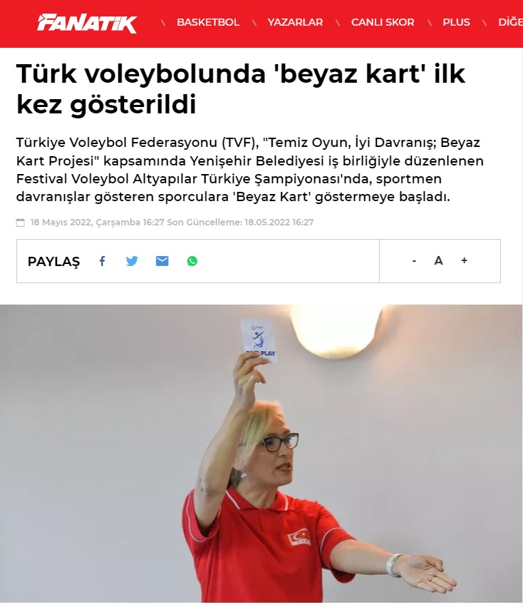 Türk voleybolunda Beyaz Kart ilk kez Yenişehir’de gösterildi