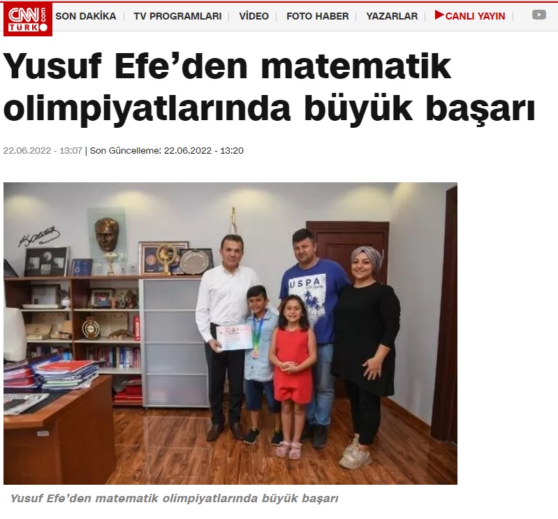 Yusuf Efe’den matematik olimpiyatlarında büyük başarı