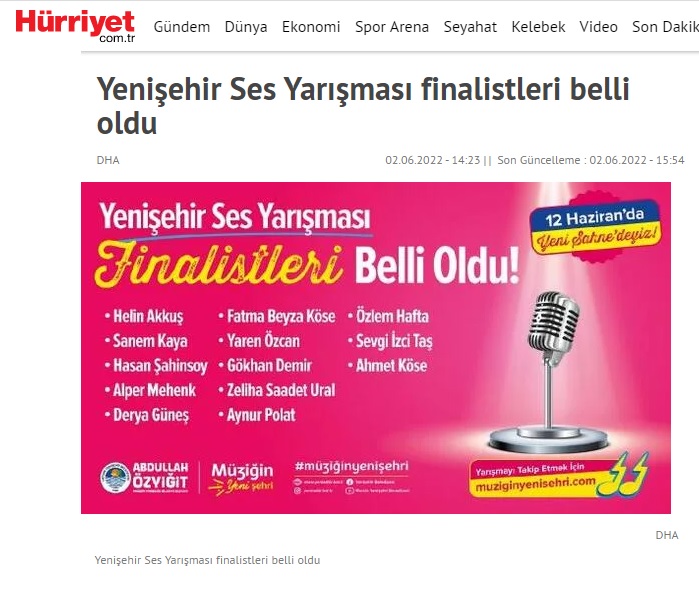 Yenişehir Ses Yarışması finalistleri belli oldu