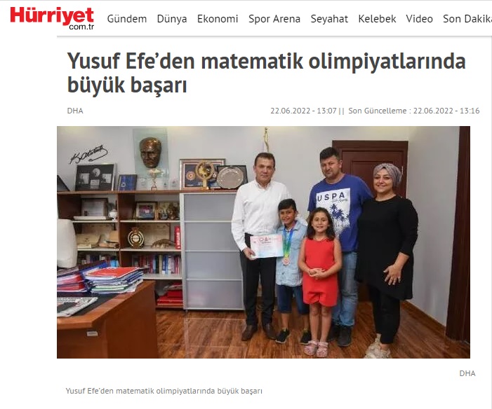 Yusuf Efe’den matematik olimpiyatlarında büyük başarı