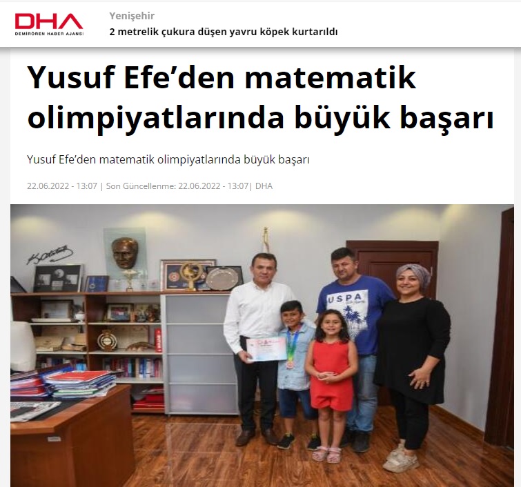 Yusuf Efe’den matematik olimpiyatlarında büyük başarı